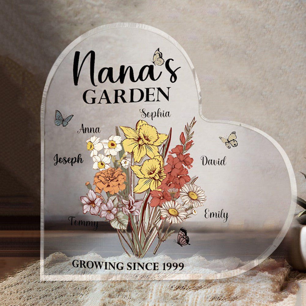 Personalized Grandma's Garden Birth Flower Acrylic Plaque Home Decor - PlumOnyx