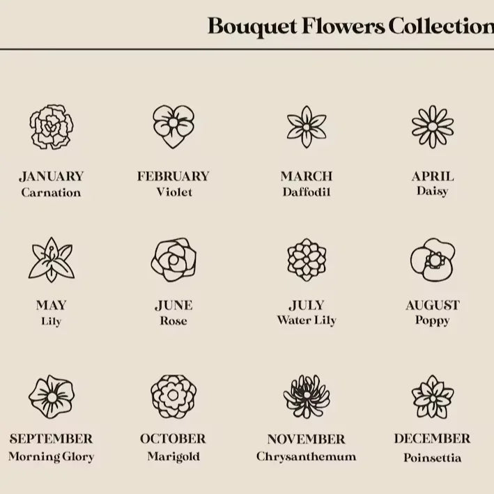Family Birth Flower Bouquet Necklace - PlumOnyx