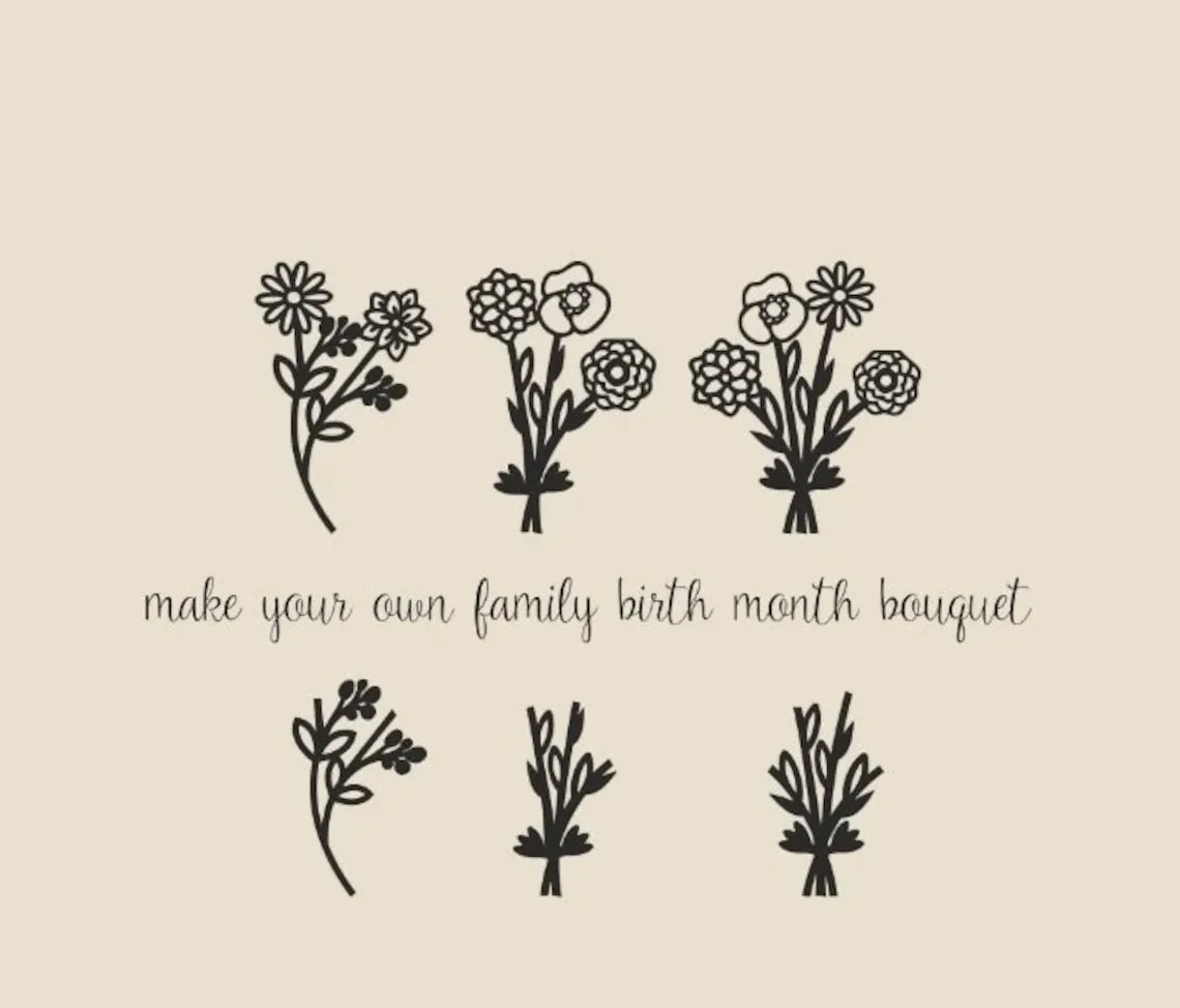Family Birth Flower Bouquet Necklace - PlumOnyx