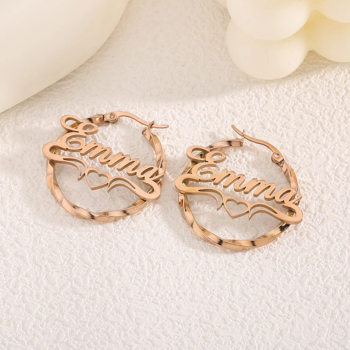 Custom Name Circle Huggie Earrings – Gold Plated Vintage Personalized Hoop Earrings - PlumOnyx