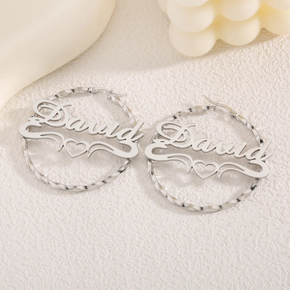 Custom Name Circle Huggie Earrings – Gold Plated Vintage Personalized Hoop Earrings - PlumOnyx