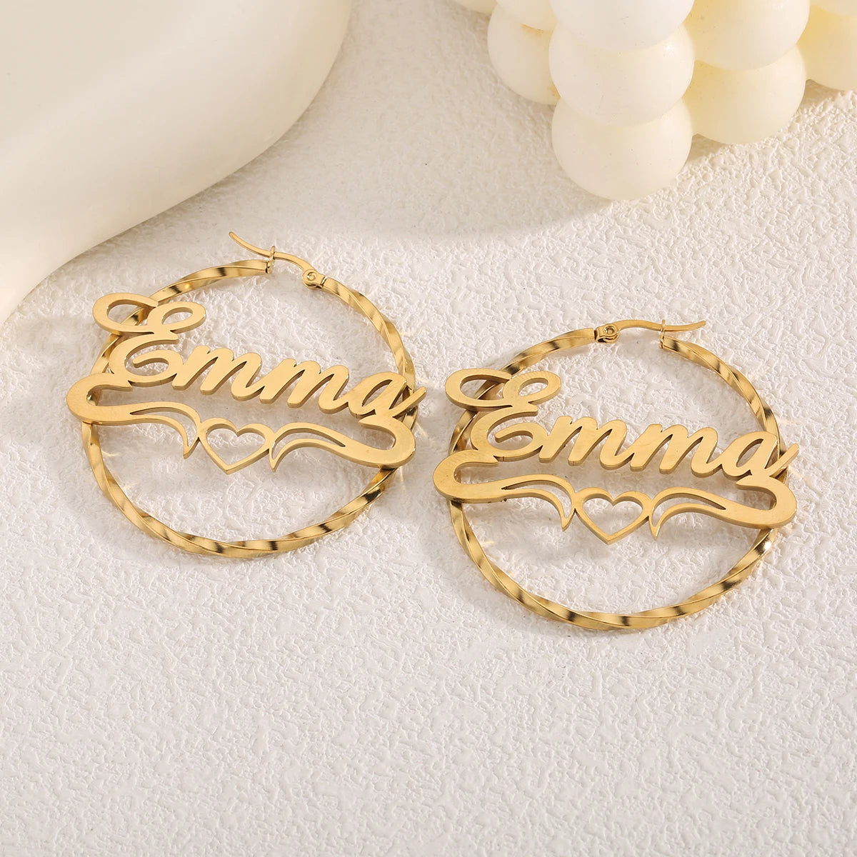 Custom Name Circle Huggie Earrings – Gold Plated Vintage Personalized Hoop Earrings - PlumOnyx