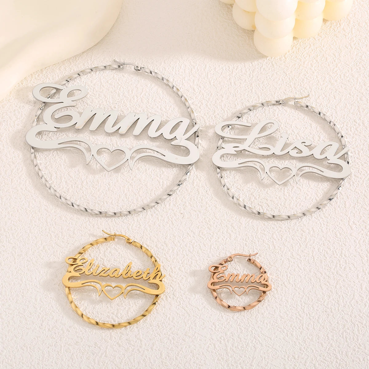 Custom Name Circle Huggie Earrings – Gold Plated Vintage Personalized Hoop Earrings - PlumOnyx