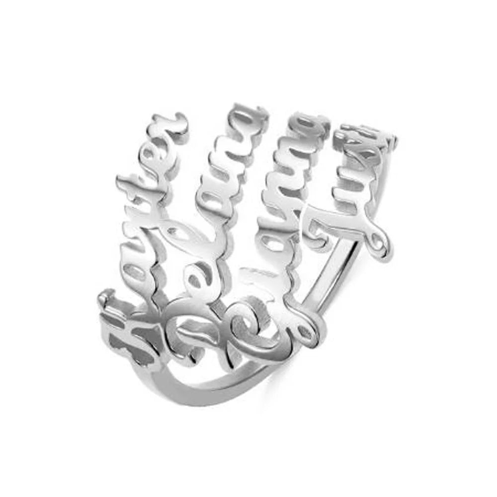 Personalized Name Adjustable Ring | Engraved Family & Friendship Jewelry - PlumOnyx