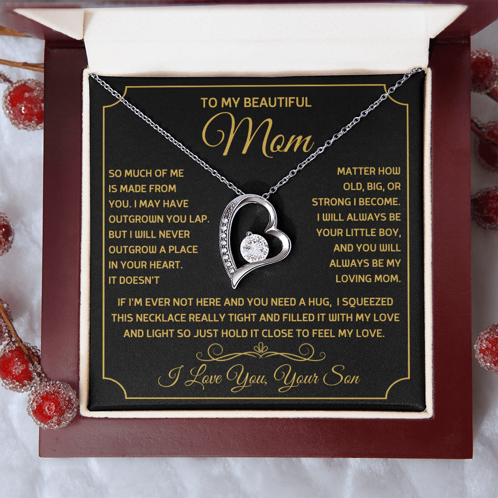 To My Beautiful Mom, So Much Of Me Is Made From You, I Love You Forever Love Necklace - PlumOnyx