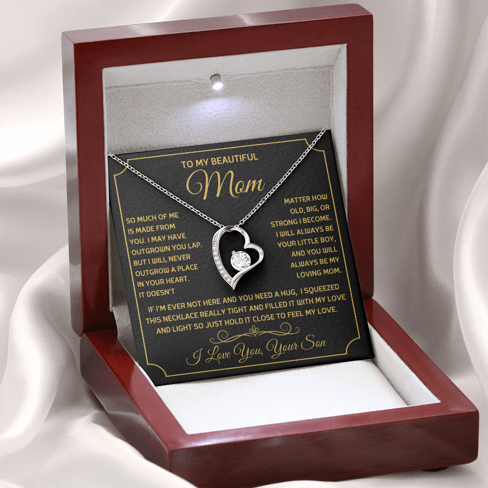 To My Beautiful Mom, So Much Of Me Is Made From You, I Love You Forever Love Necklace - PlumOnyx