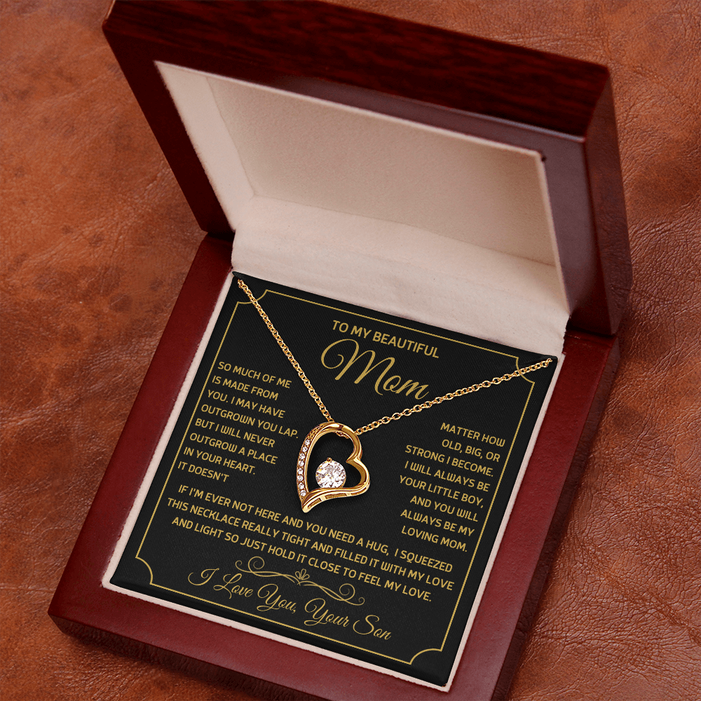 To My Beautiful Mom, So Much Of Me Is Made From You, I Love You Forever Love Necklace - PlumOnyx