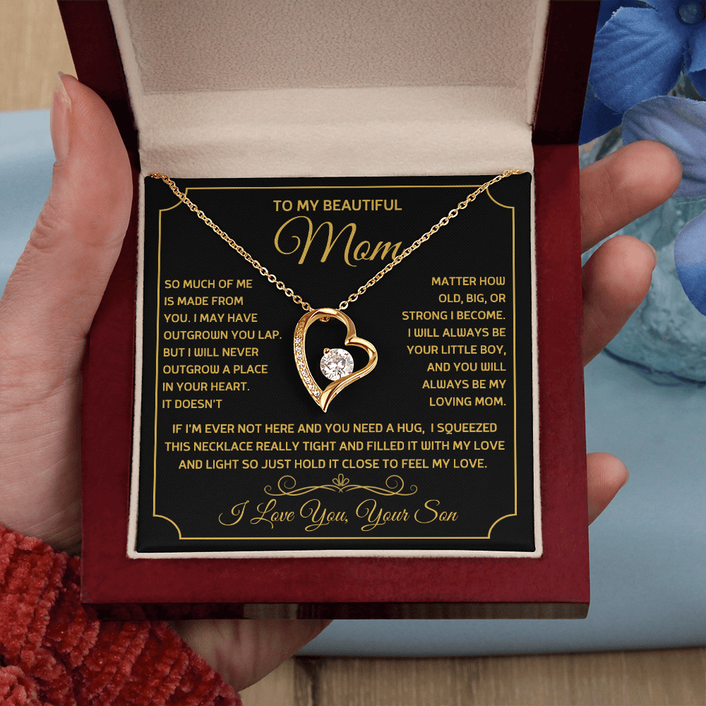 To My Beautiful Mom, So Much Of Me Is Made From You, I Love You Forever Love Necklace - PlumOnyx