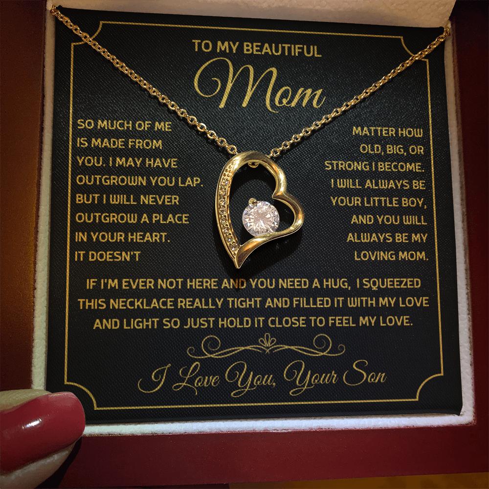 To My Beautiful Mom, So Much Of Me Is Made From You, I Love You Forever Love Necklace - PlumOnyx