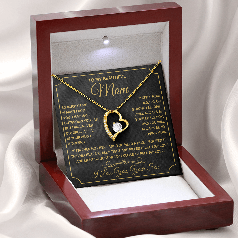 To My Beautiful Mom, So Much Of Me Is Made From You, I Love You Forever Love Necklace - PlumOnyx