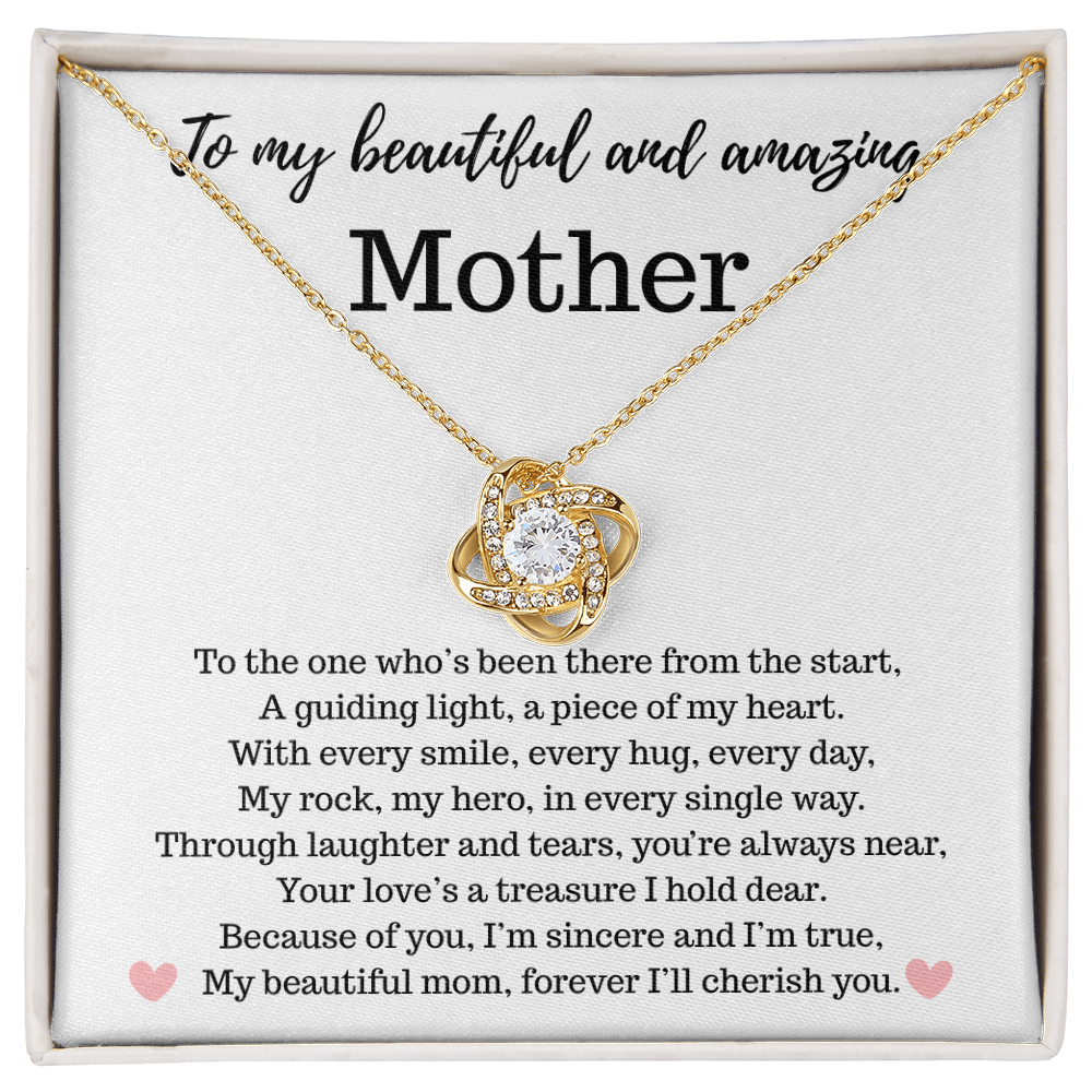 Mother - To My Beautiful and Amazing Mother - Love Knot Necklace. - PlumOnyx
