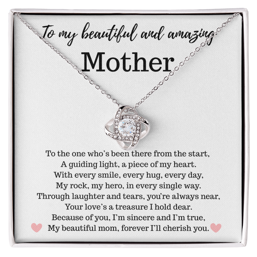Mother - To My Beautiful and Amazing Mother - Love Knot Necklace. - PlumOnyx