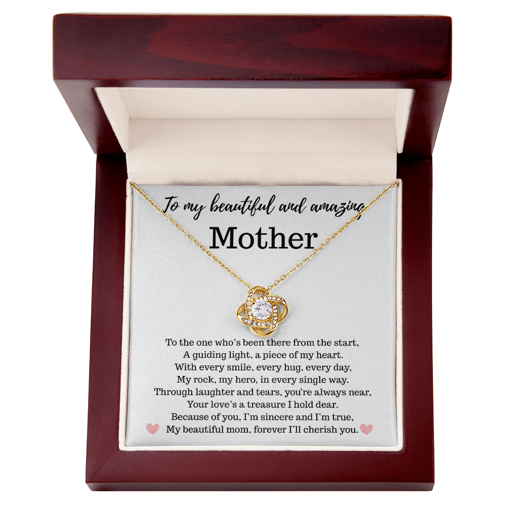 Mother - To My Beautiful and Amazing Mother - Love Knot Necklace. - PlumOnyx