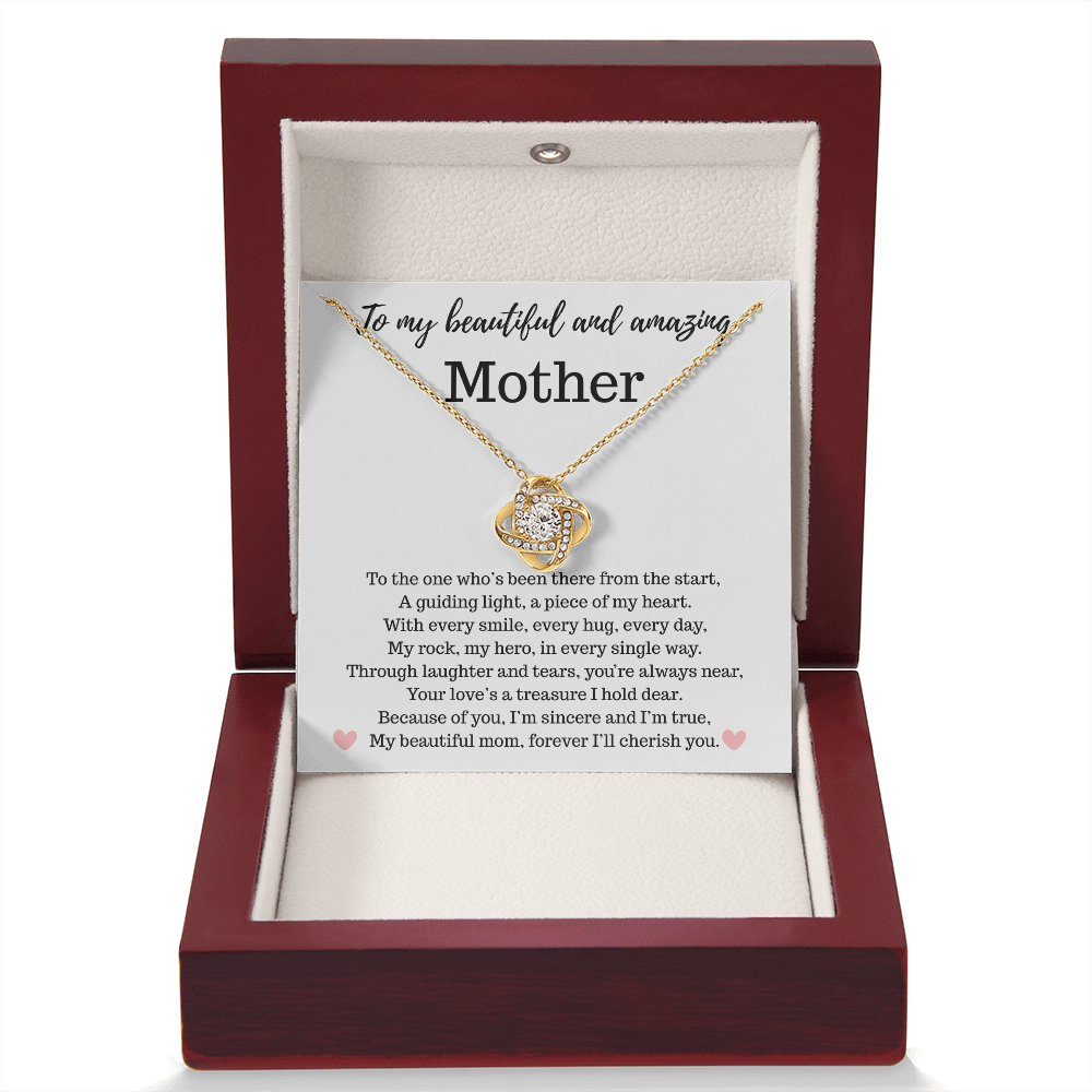 Mother - To My Beautiful and Amazing Mother - Love Knot Necklace. - PlumOnyx