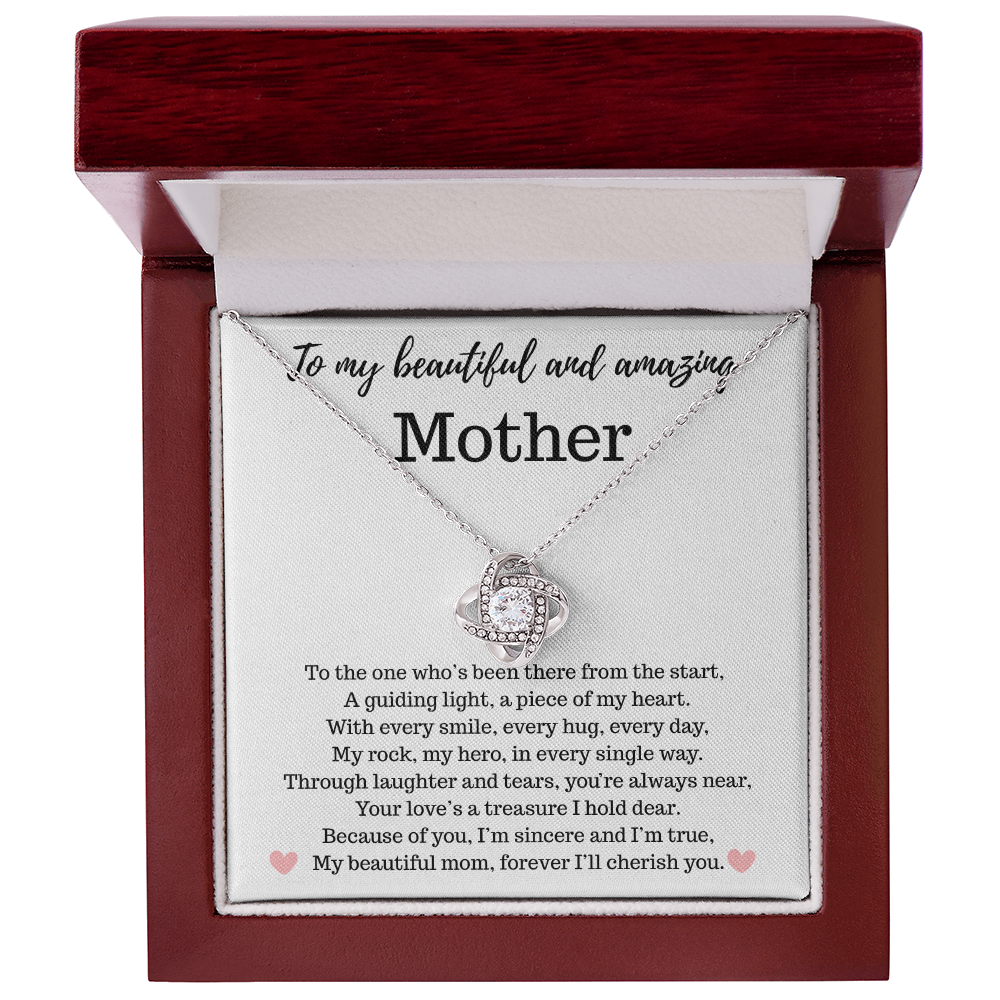 Mother - To My Beautiful and Amazing Mother - Love Knot Necklace. - PlumOnyx