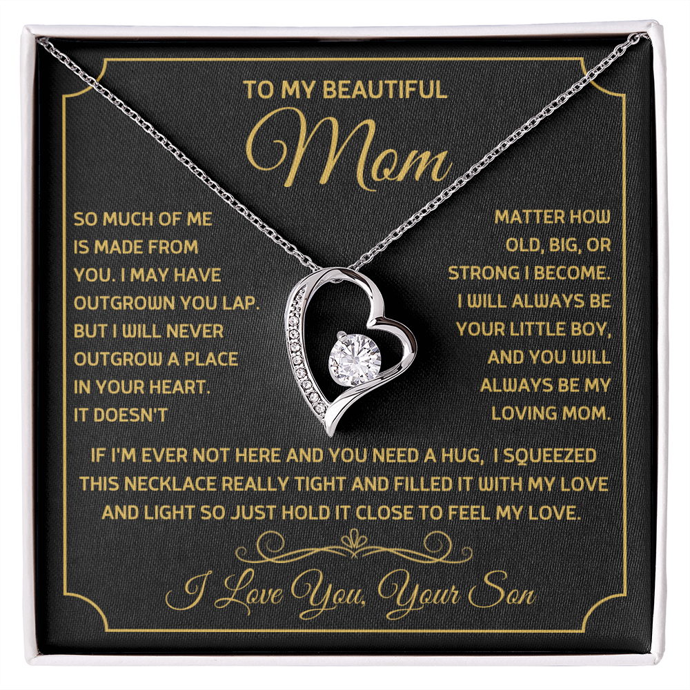 To My Beautiful Mom, So Much Of Me Is Made From You, I Love You Forever Love Necklace - PlumOnyx