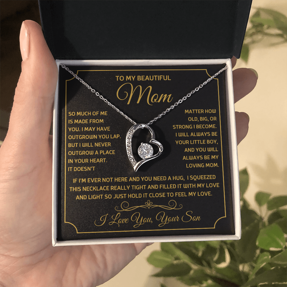To My Beautiful Mom, So Much Of Me Is Made From You, I Love You Forever Love Necklace - PlumOnyx