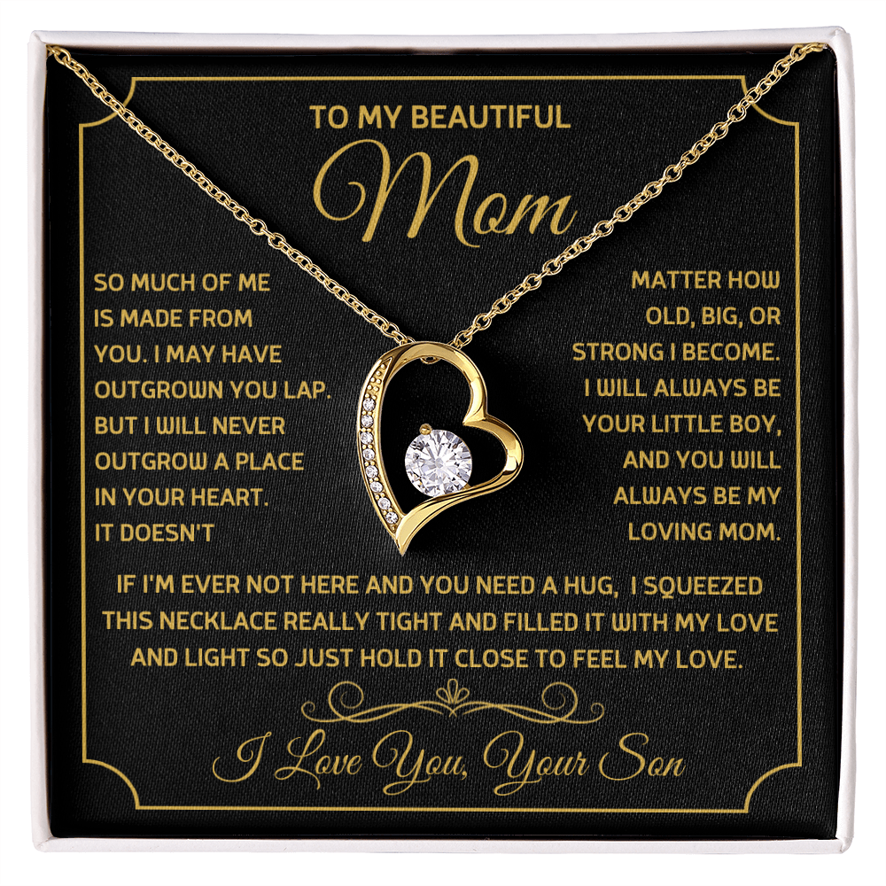 To My Beautiful Mom, So Much Of Me Is Made From You, I Love You Forever Love Necklace - PlumOnyx