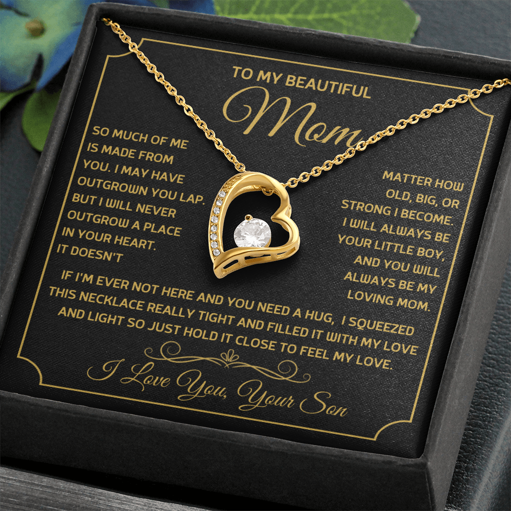 To My Beautiful Mom, So Much Of Me Is Made From You, I Love You Forever Love Necklace - PlumOnyx