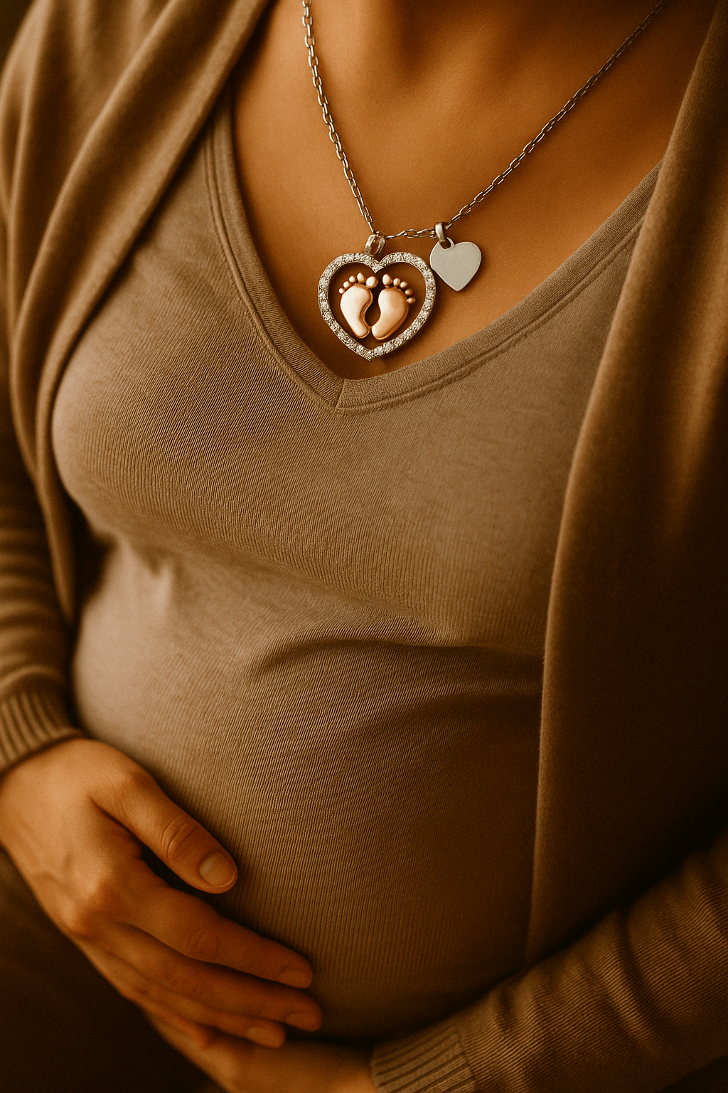 To My Mommy - Baby Feet Heart Pendant Necklace Gift - PlumOnyx