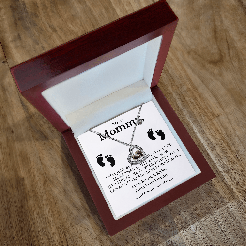 To My Mommy - Baby Feet Heart Pendant Necklace Gift - PlumOnyx