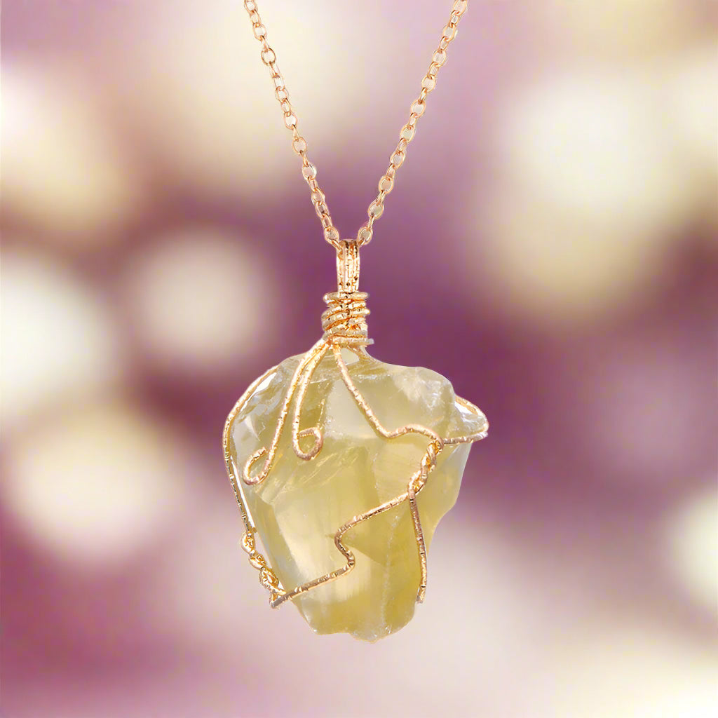 Natural Gemstone Necklace Chakra Stone Pendant Energy Healing Crystal with Chain