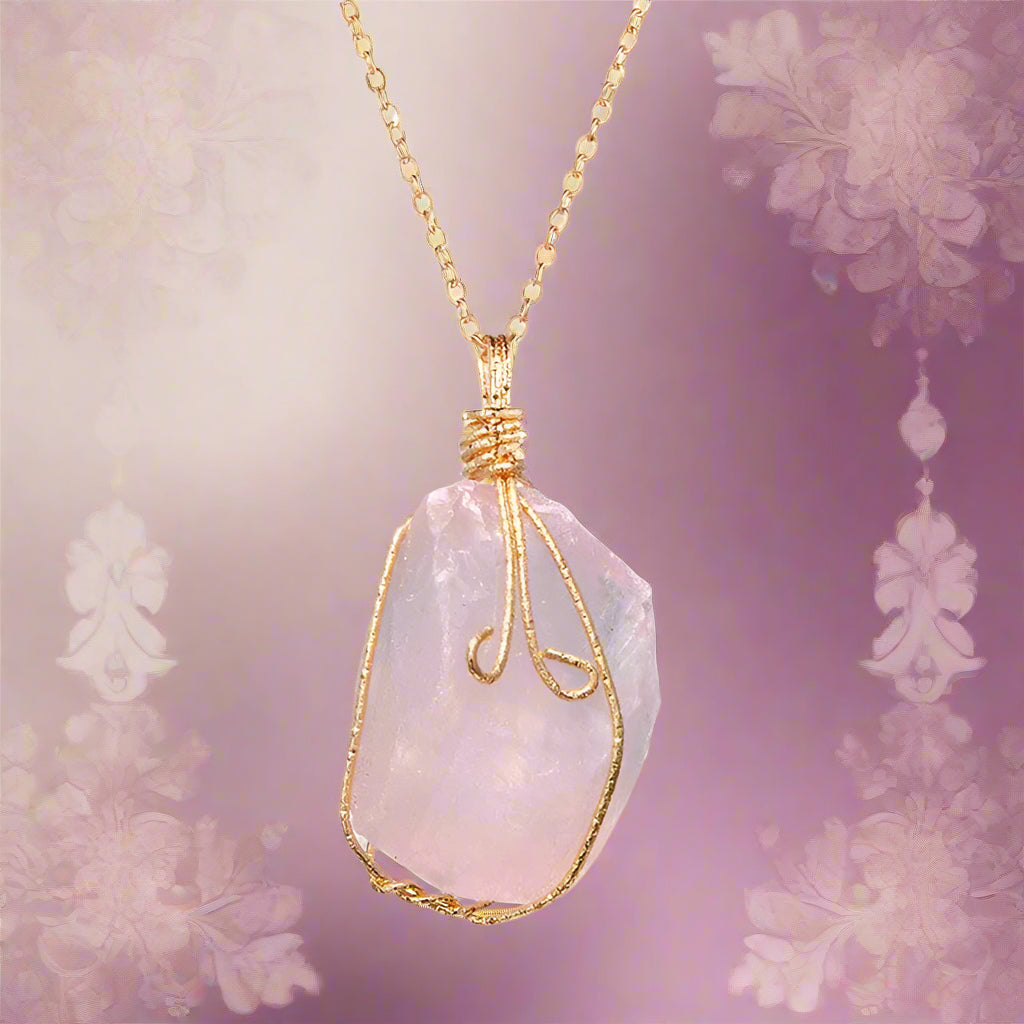 Natural Gemstone Necklace Chakra Stone Pendant Energy Healing Crystal with Chain