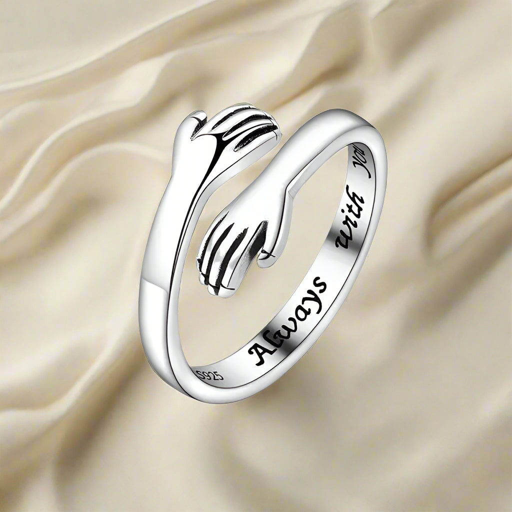 Romantic Heart Hand Hug Ring for Women Men I Love You Forever Couple Adjustable Finger Ring Wedding Party Dating Jewelry Gifts