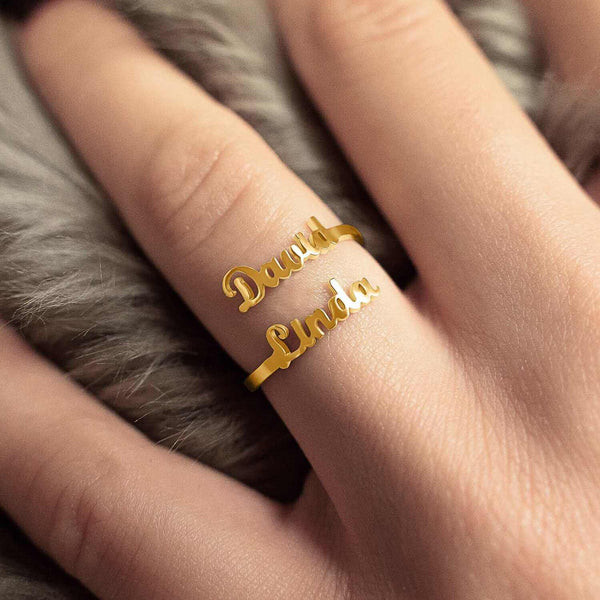 Personalized Double Name Ring - PlumOnyx