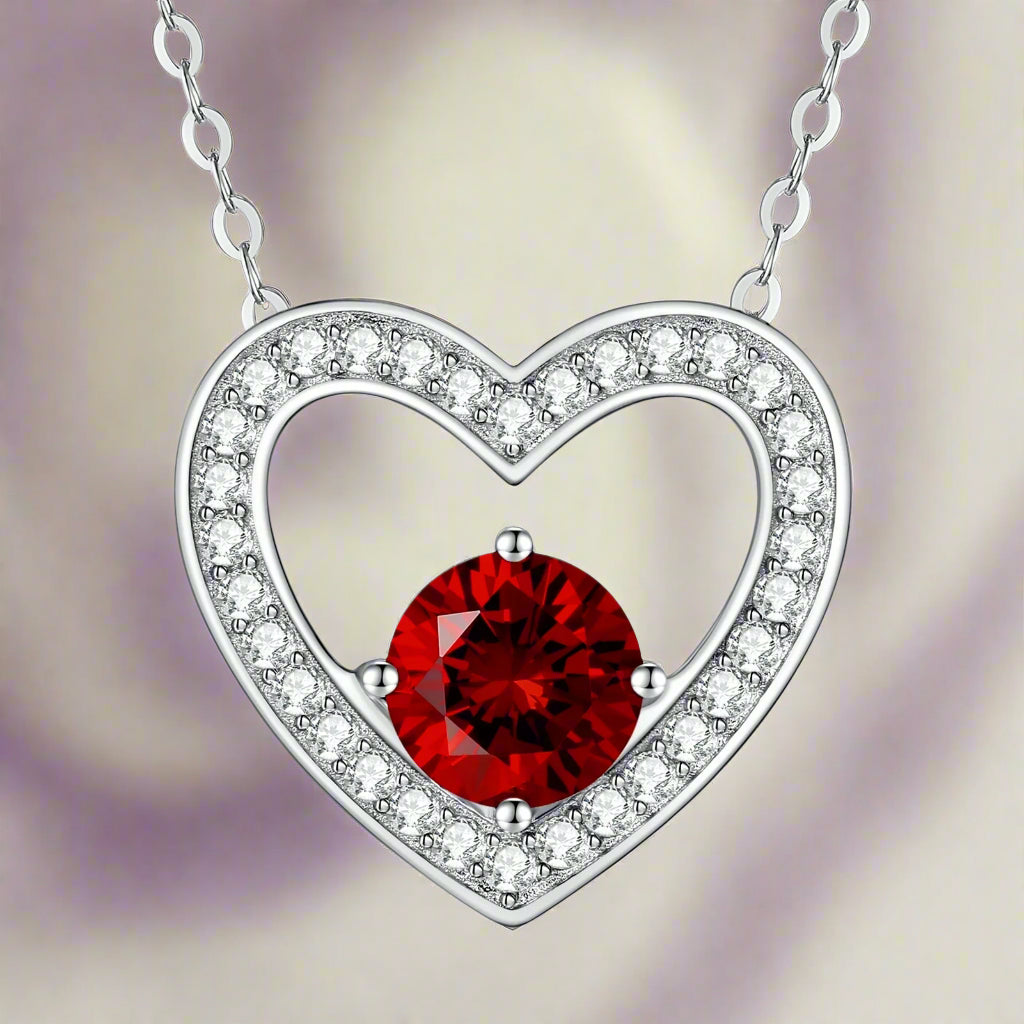 Brave Heart 925 Silver Necklaces with Birthstone for Women Girls Mom Wife Girlfriend, Pendant Necklace Jewelry Gifts for Christmas Birthday Anniversary Valentine'S Day
