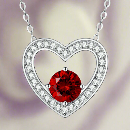 Brave Heart 925 Silver Necklaces with Birthstone for Women Girls Mom Wife Girlfriend, Pendant Necklace Jewelry Gifts for Christmas Birthday Anniversary Valentine'S Day