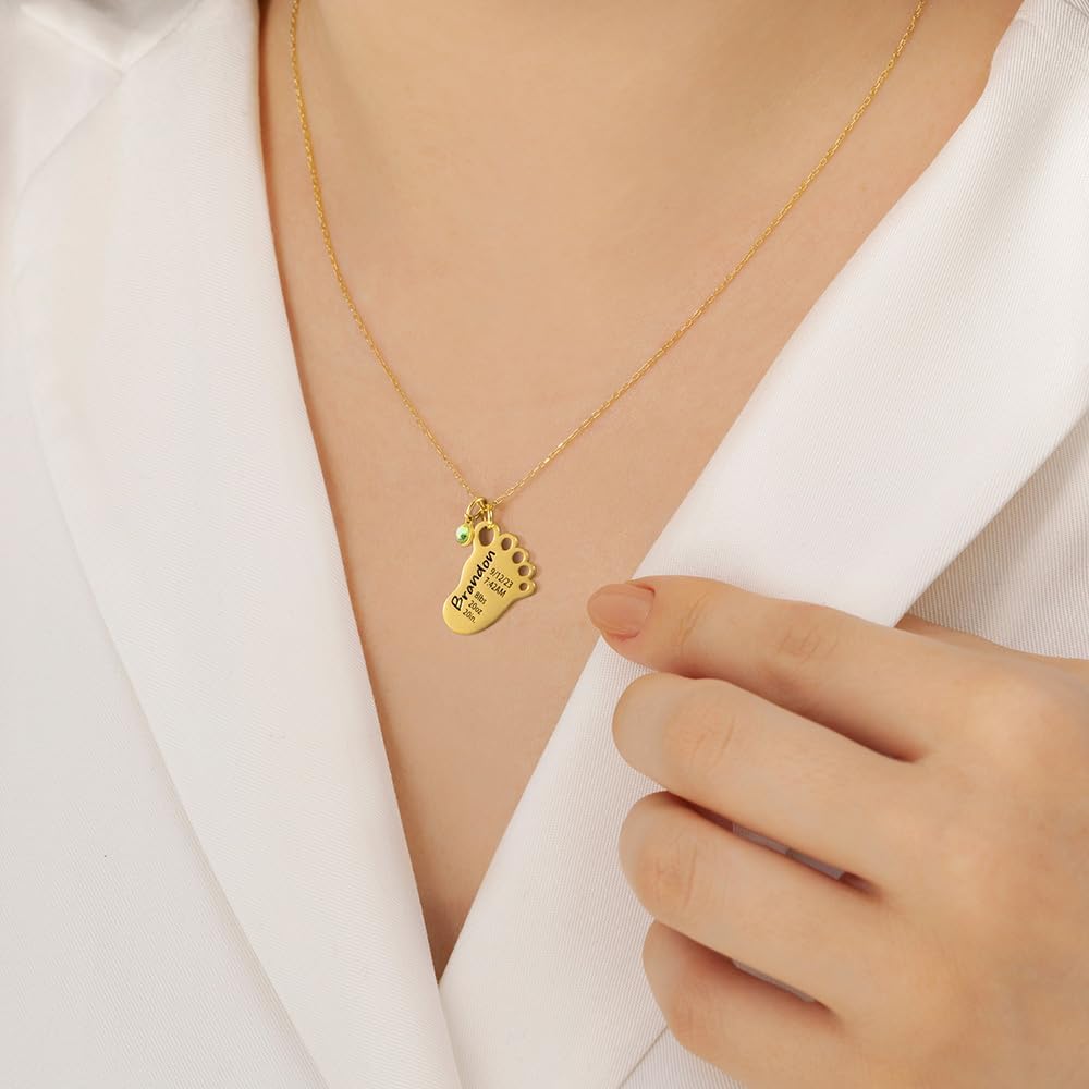 Birth Announcement and Birthstone Necklace Gifts for Moms and New Moms - PlumOnyx