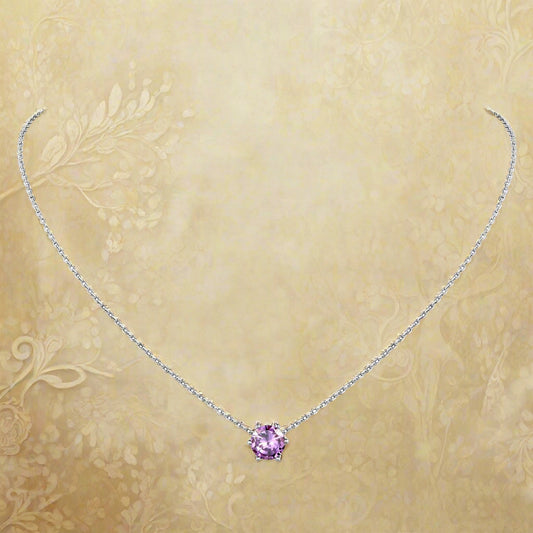 925 Sterling Silver Birthstone Necklace, Dainty Small Crystal Jewelry