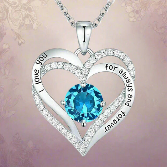 Heart-Shaped Love Pendant Necklace for Women with Birthstone Zirconia