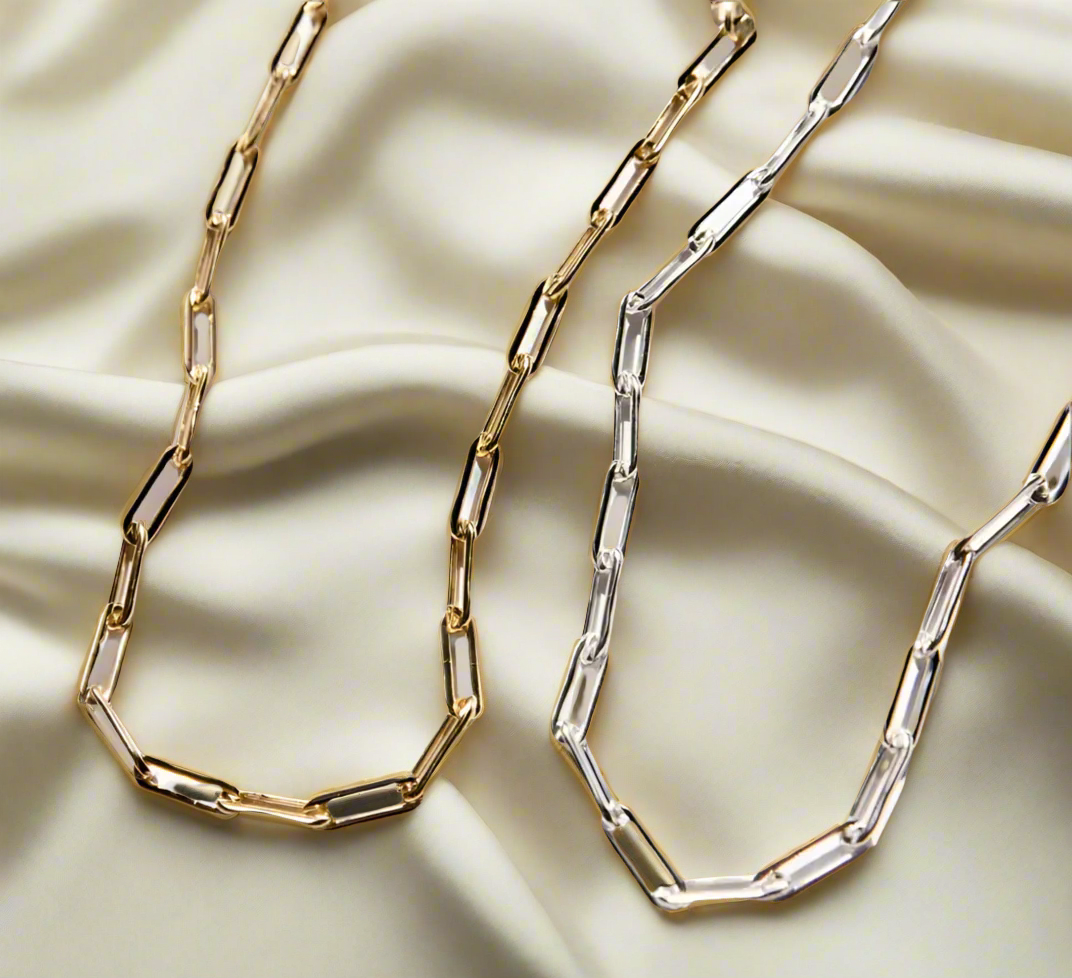 Dainty Link Layering Paperclip Choker Necklace - PlumOnyx