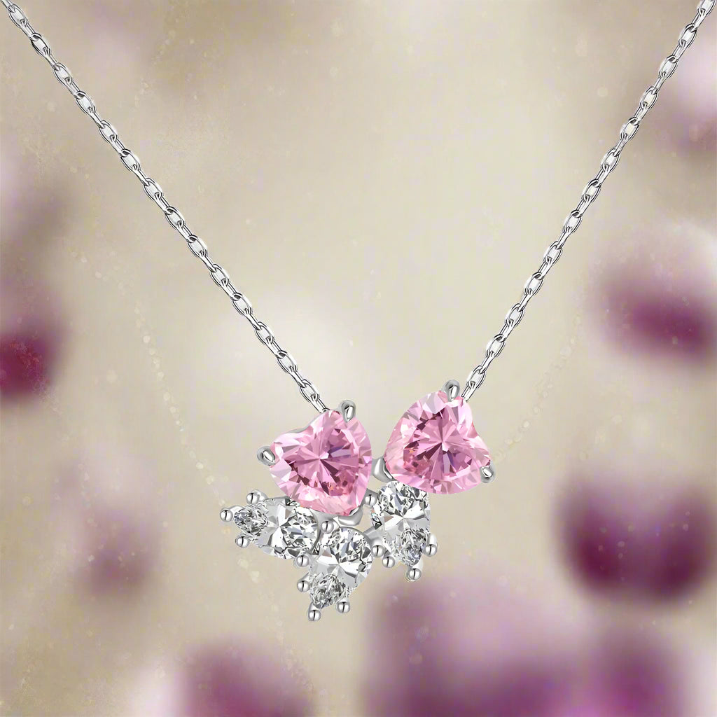 S925 Silver Rhodium Plated Non Tarnish Heart Waterdrop Shape 5A Cubic Zirconia Pendant Necklace