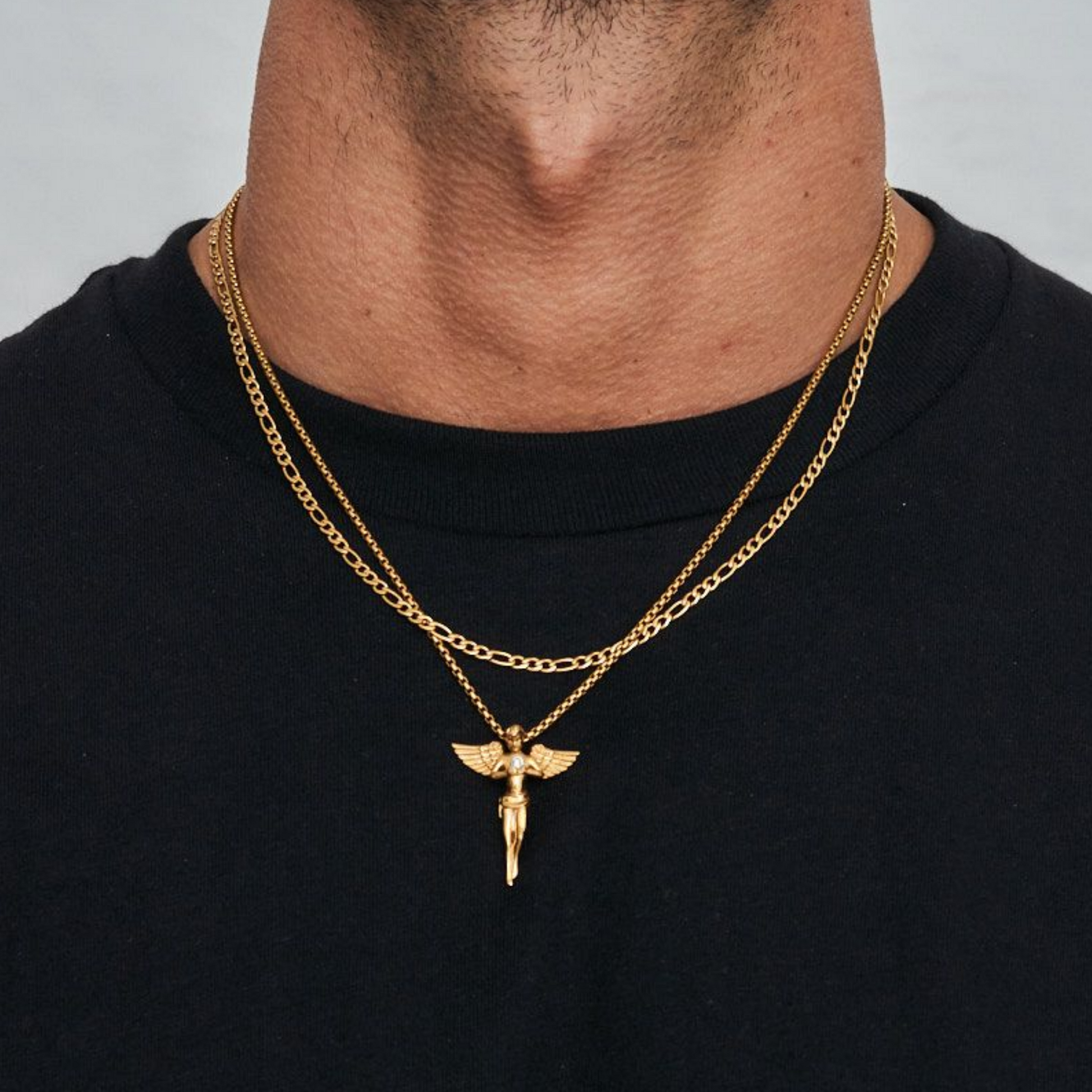 18K Gold Plated Cupids Revenge St. Michael Stainless Steel Necklace - PlumOnyx