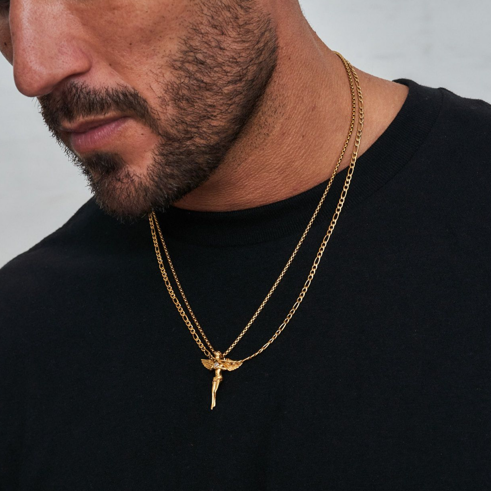 18K Gold Plated Cupids Revenge St. Michael Stainless Steel Necklace - PlumOnyx