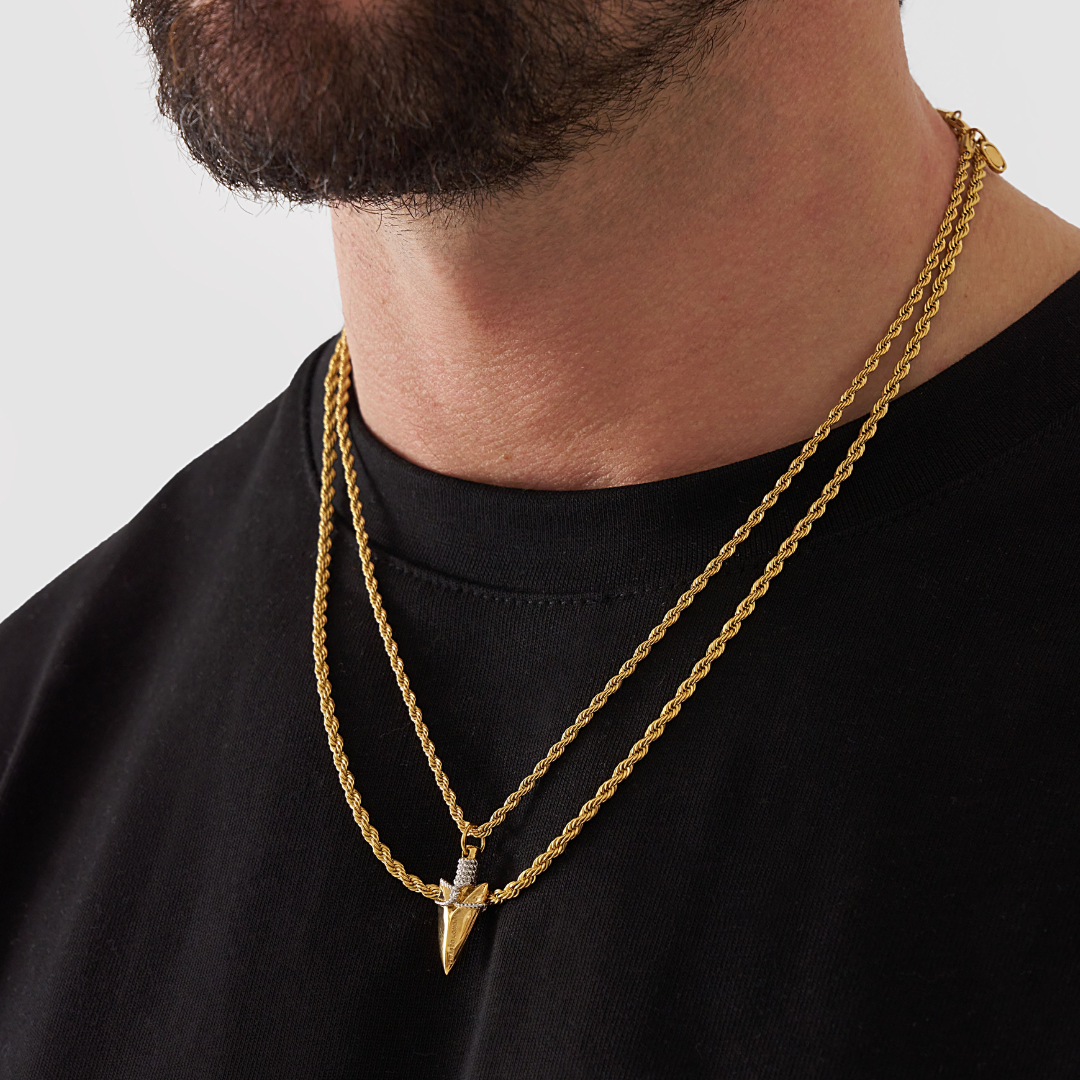 18K Gold Plated Compass North Star Crucifix Necklace Stainless Steel - PlumOnyx