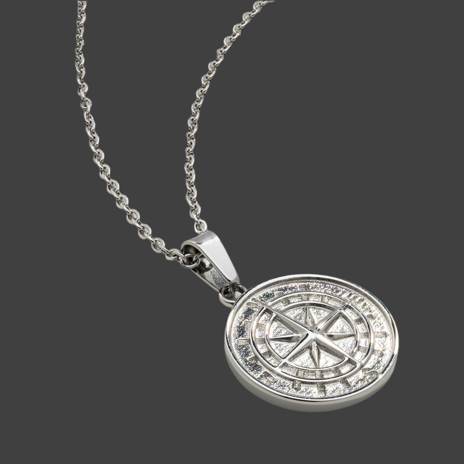 Compass Pendant Chain Silver - PlumOnyx