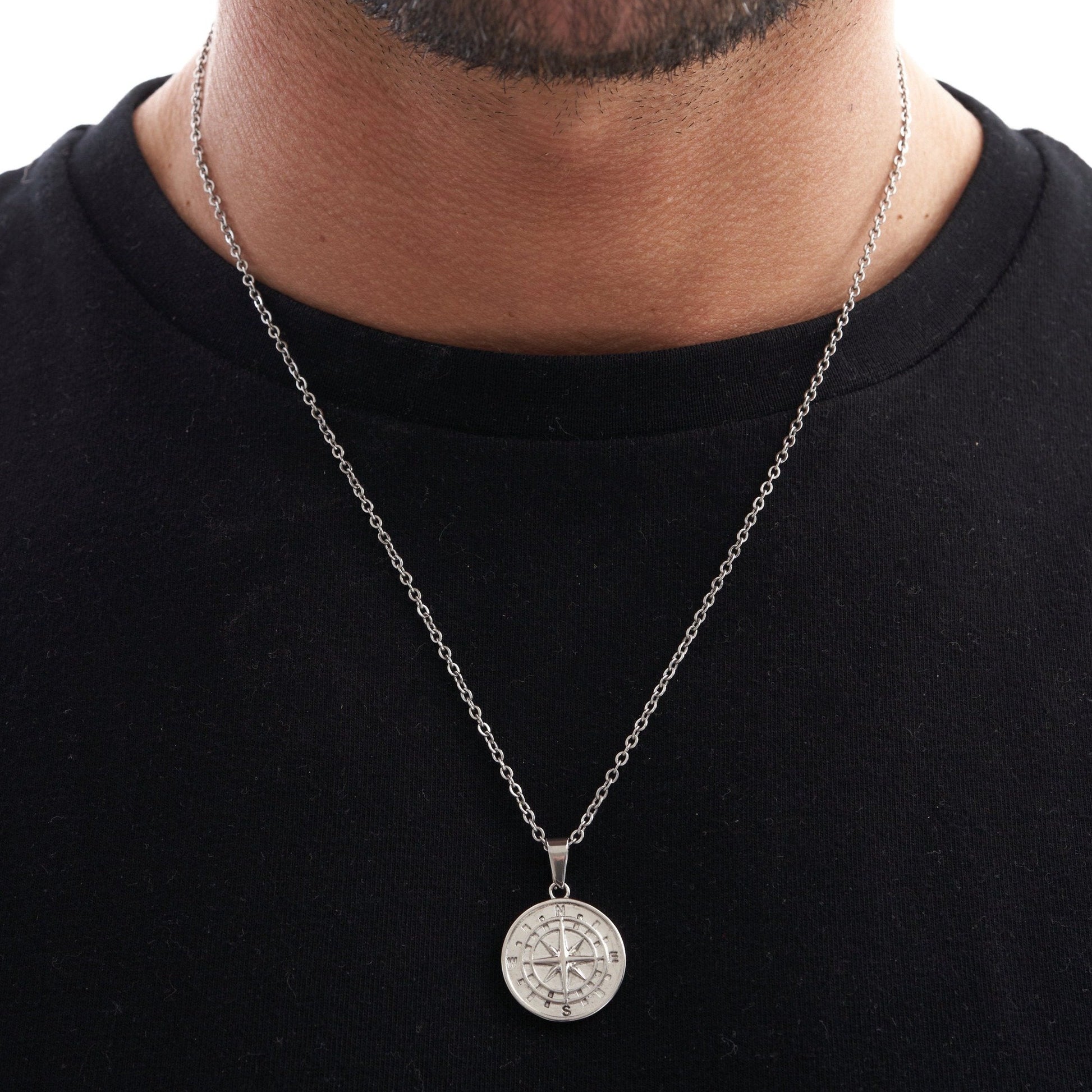 Compass Pendant Chain Silver - PlumOnyx