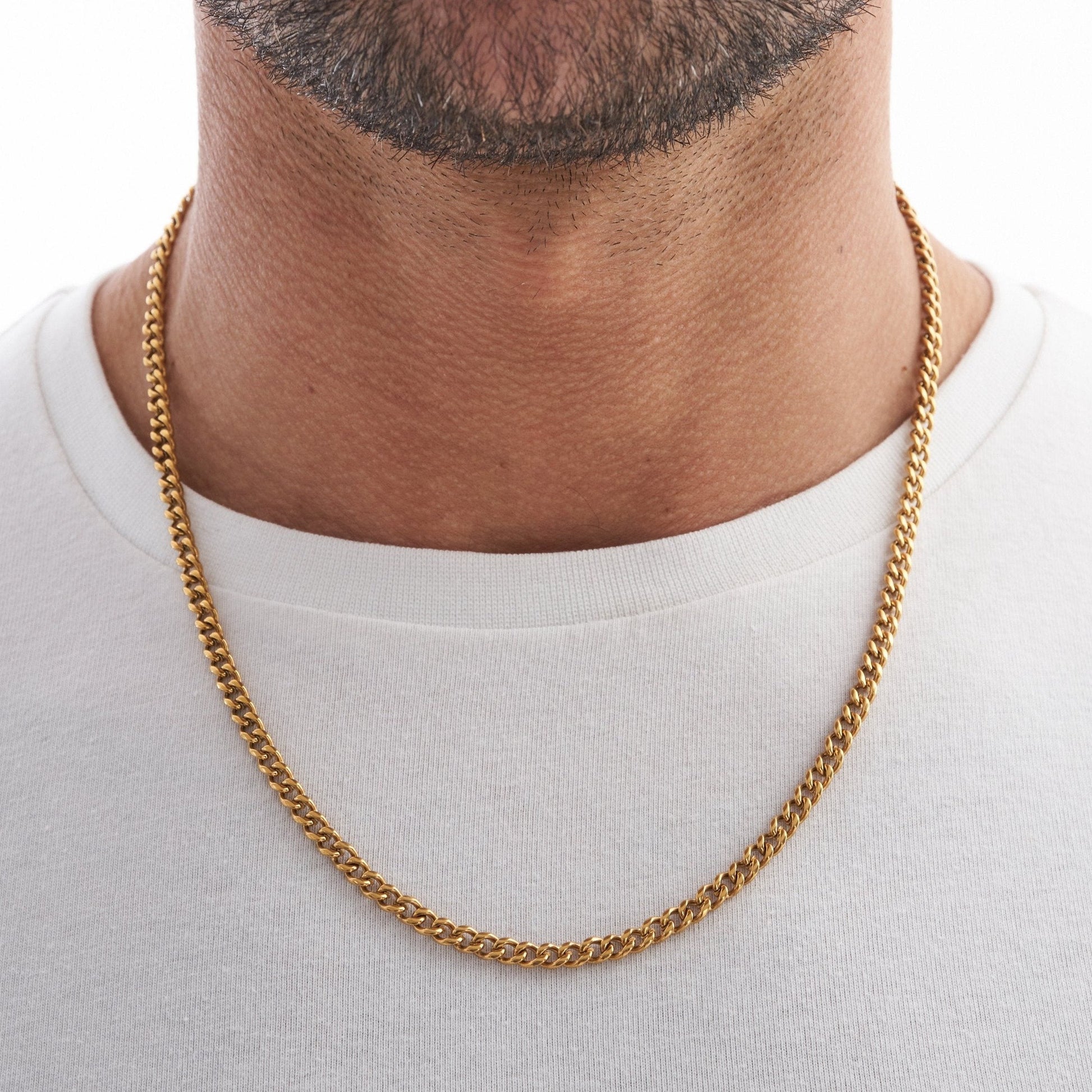 Cuban Gold Plated Men's Necklace 4mm - PlumOnyx