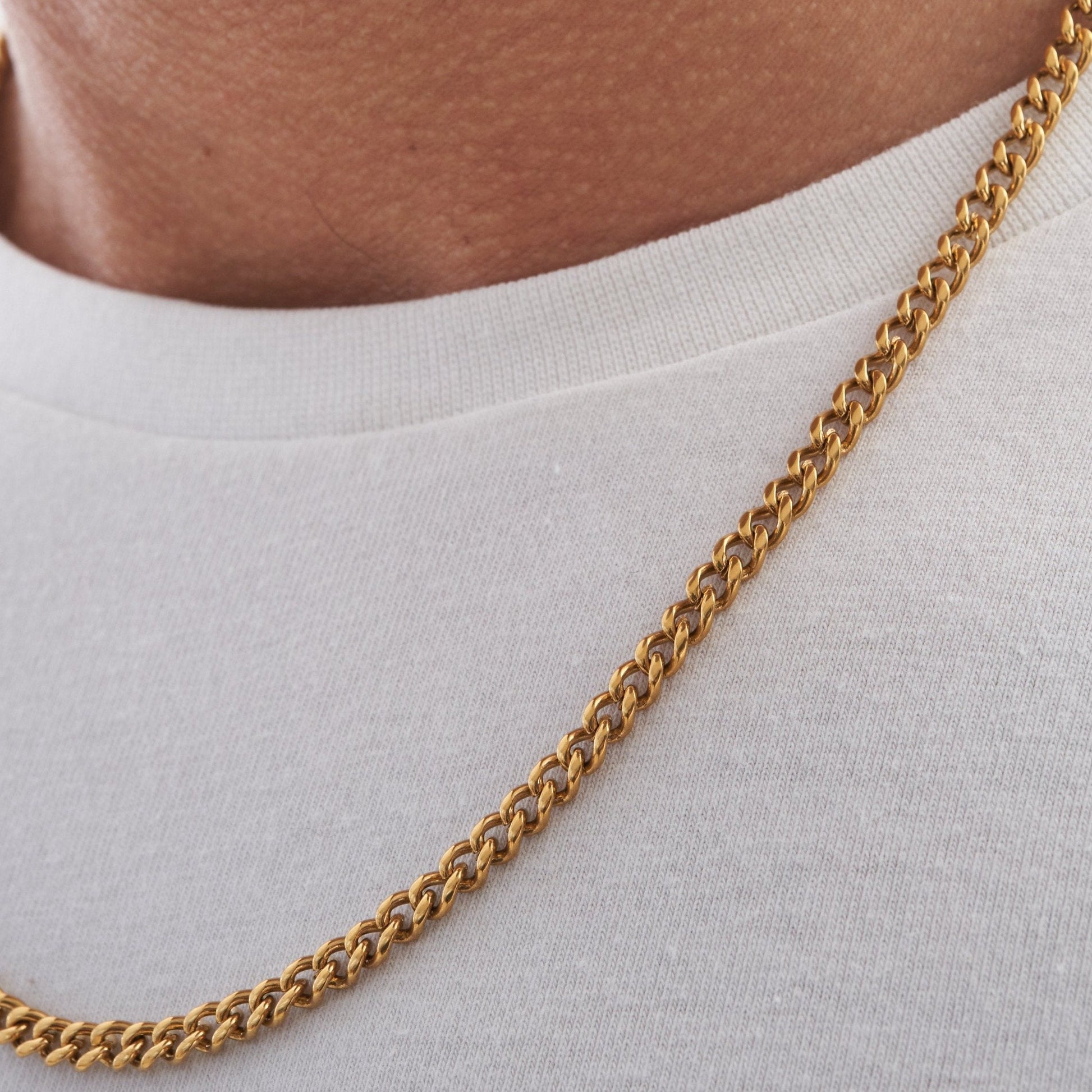 Cuban Gold Plated Men's Necklace 4mm - PlumOnyx
