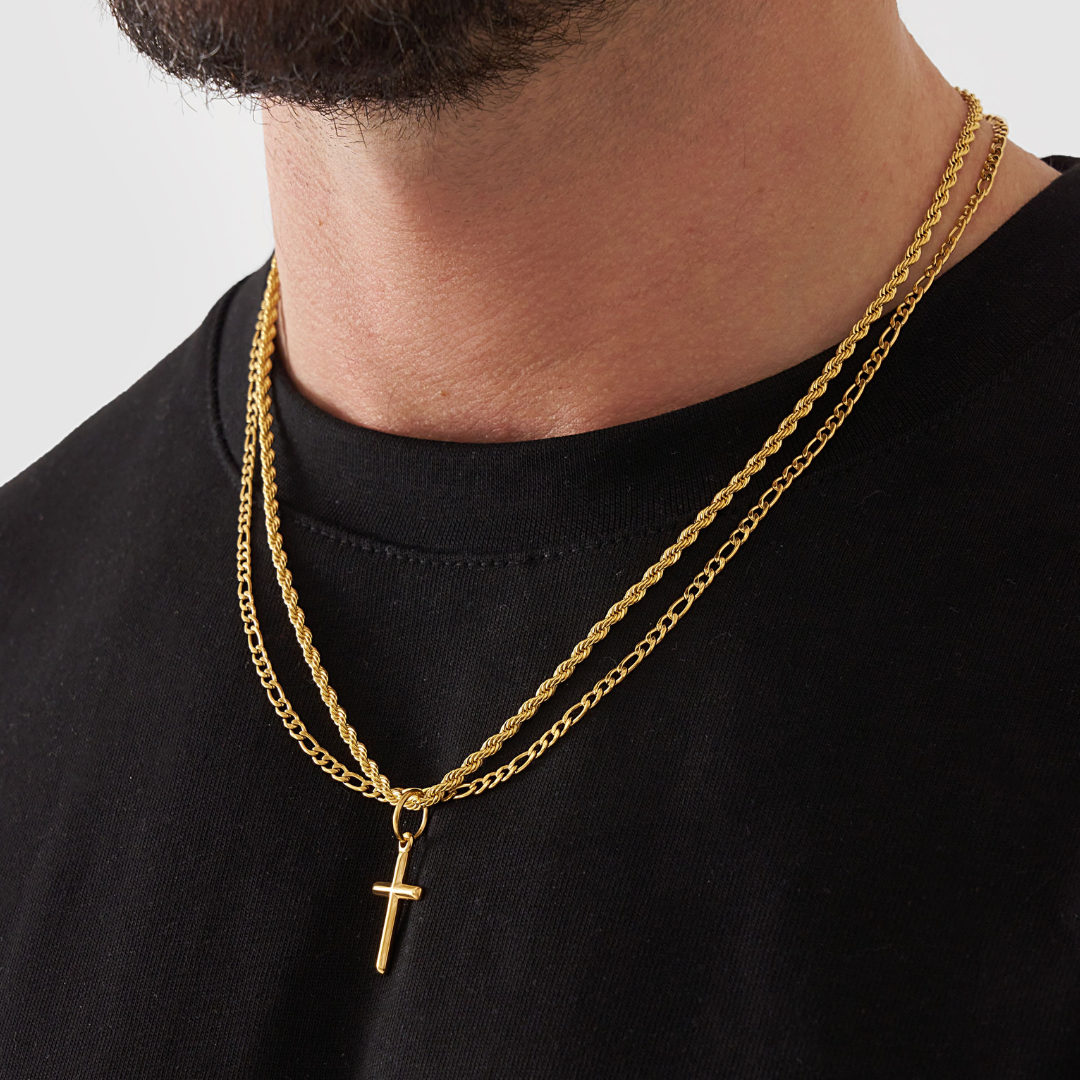 18K Gold Plated Compass North Star Stainless Steel Men's Anchor Necklace - PlumOnyx