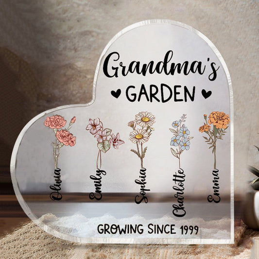 Personalized Grandma's Garden Birth Flower Acrylic Plaque Home Decor - PlumOnyx