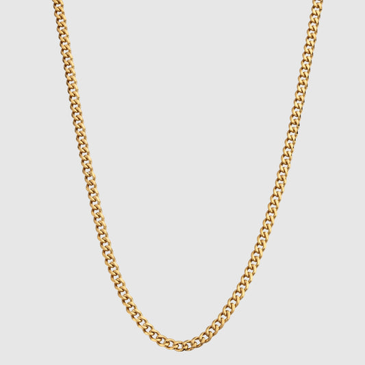 Cuban Gold Plated Men's Necklace 4mm - PlumOnyx