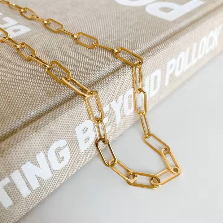 Dainty Link Layering Paperclip Choker Necklace - PlumOnyx