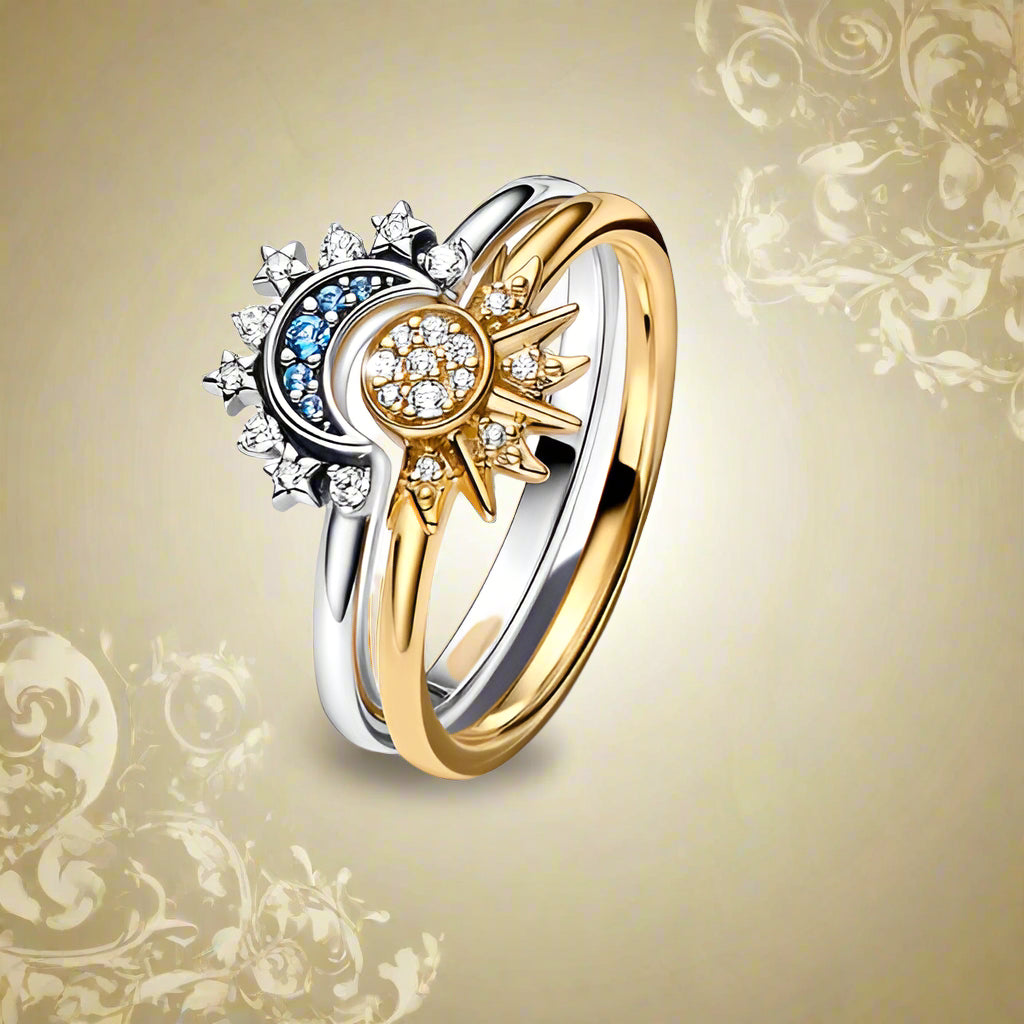 Celestial Sun & Moon Ring Set - PlumOnyx