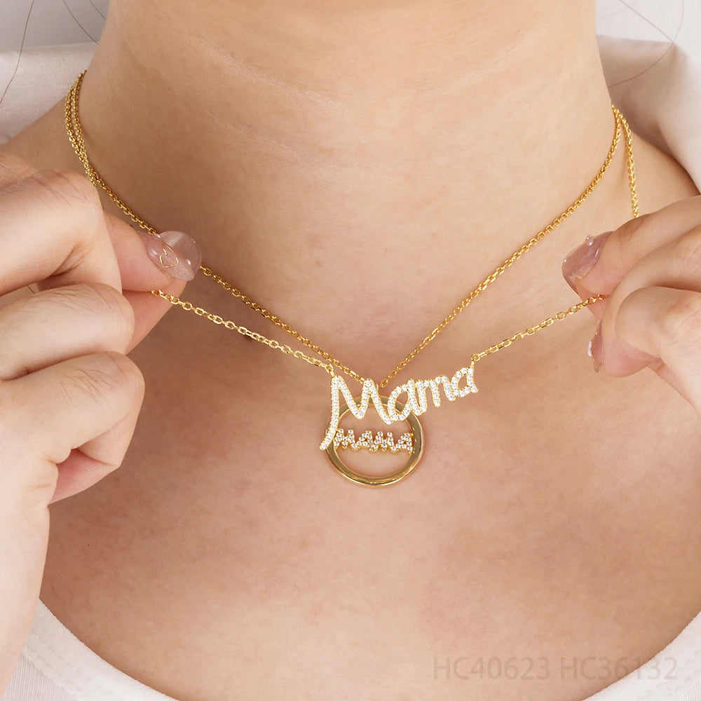 Gold Plated Pendant 925 Sterling Silver Mother's Day Mama Mom Necklaces - PlumOnyx