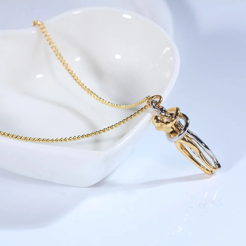 18k Gold Embrace Charm Necklace – Couple Chain Choker - PlumOnyx